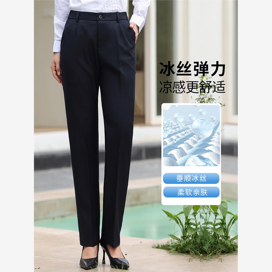 新款职业西裤女夏胖mm大码工装裤通勤宽松藏蓝移动工作制服裤