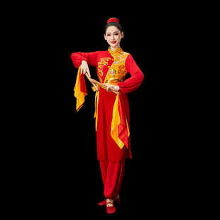 打鼓演出服装女2024新款中国风锣鼓队秧歌舞蹈服装现代广场舞套装