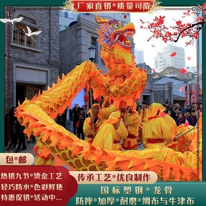 舞龙舞狮优质密度绸布龙道具婚庆节日牛津布烫金舞龙表演用品全套