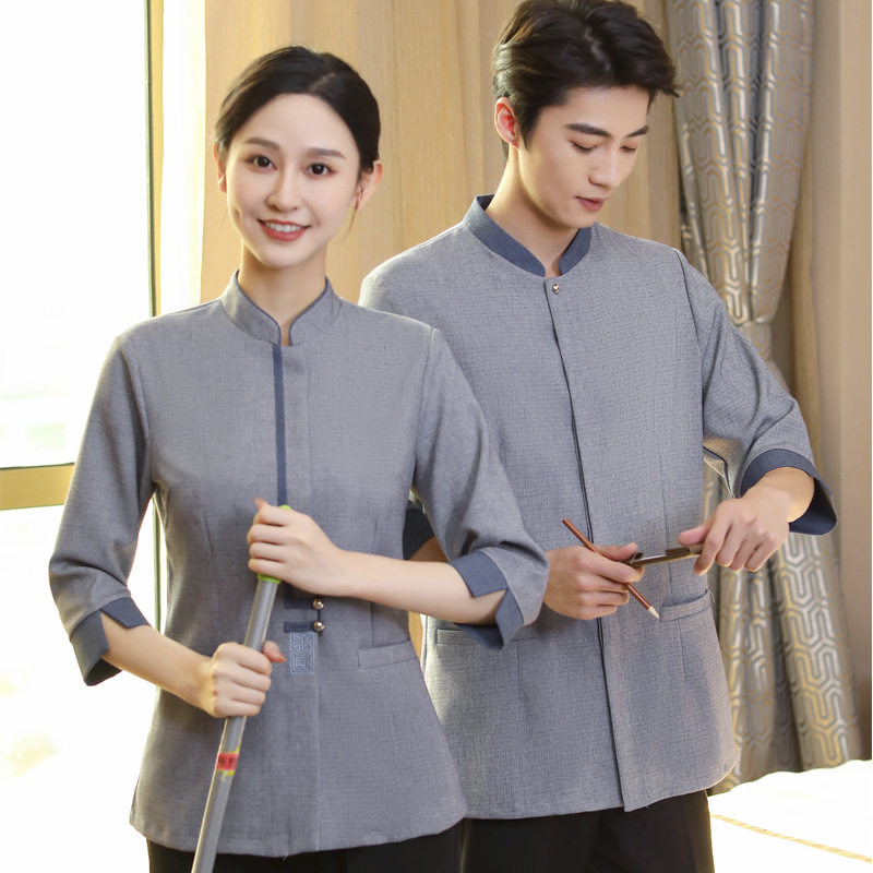 酒店七分袖保洁服套装女夏