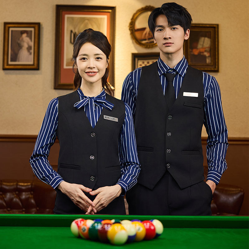 台球马甲定制logo桌球俱乐部马甲印字台球室比赛专用职业装工作服