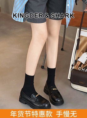 KDS经典鲨女鞋2025年春季新品百搭圆头黑色一脚蹬平底通勤乐福鞋