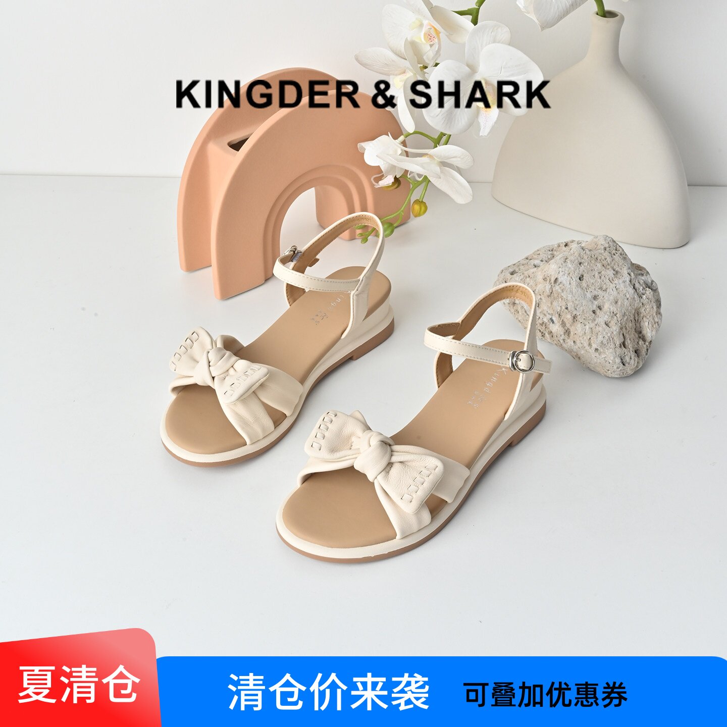 减龄蝴蝶结通勤坡跟一字带凉鞋