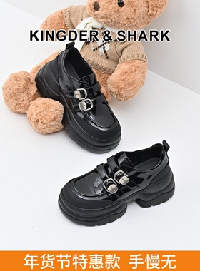 KDS经典鲨女鞋2025年春季款百搭黑色圆头一脚蹬厚底粗跟时尚单鞋