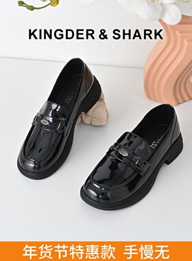 KDS经典鲨女鞋2025年春季新款百搭黑色一脚蹬平底通勤乐福鞋单鞋