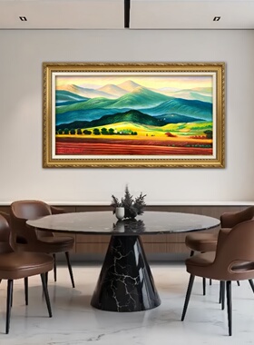 纯手绘巨人山靠山风景油画