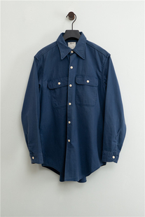日本制 MADISONBLUE 侯麦蓝色调 双口袋 工装长袖衬衫