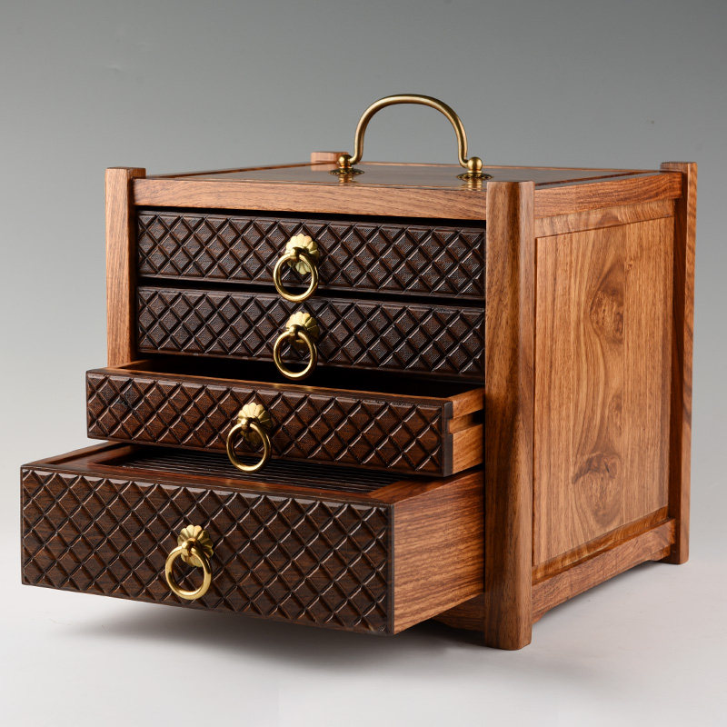 锦格实木茶盒空盒礼盒收纳分格高端普洱茶饼盒茶具配件装茶盒存茶