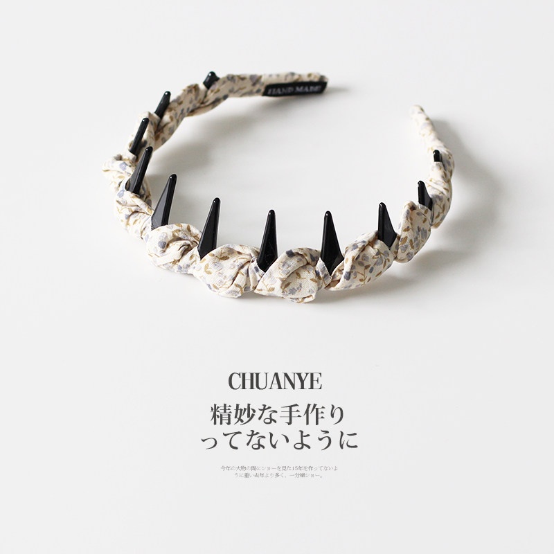 川野甜美咖色碎花发箍女日常外戴图片