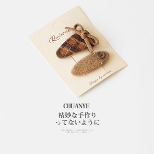 川野日韩秋冬蝴蝶结纽扣发夹女生新款个性刘海夹侧边小号头饰发饰