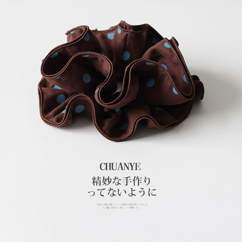 川野法式紫蓝色波点大肠发圈新款时尚百搭扎丸子头的皮筋头饰发饰