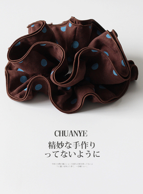 川野法式紫蓝色波点大肠发圈新款时尚百搭扎丸子头的皮筋头饰发饰