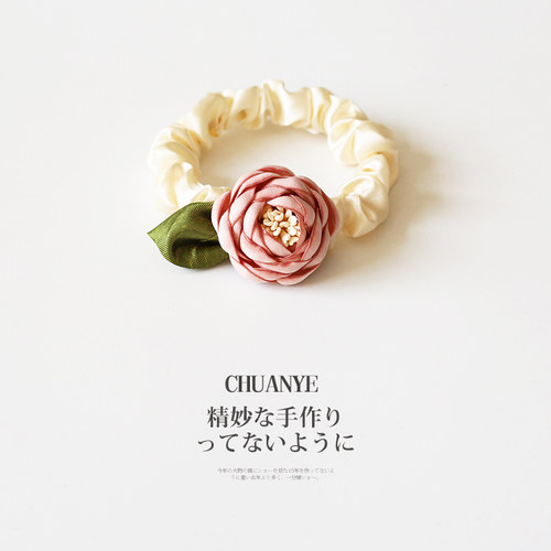川野玫瑰花发圈头绳女