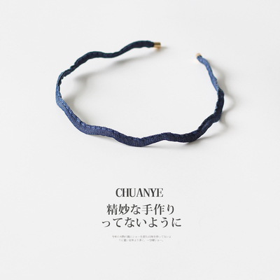 川野法式蓝色波浪细头箍