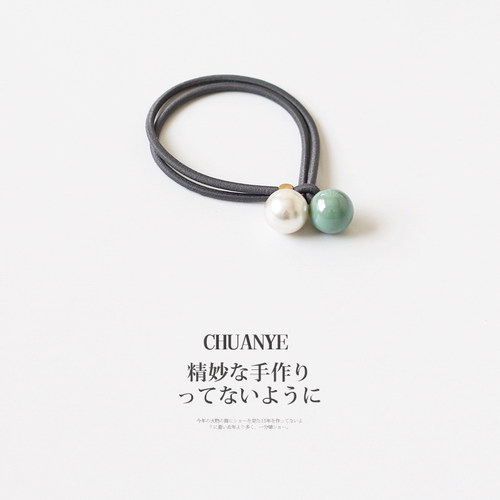 开口扎头绳仿珍珠发绳甜美少女可