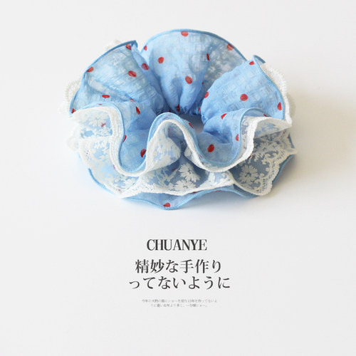川野韩系小清新蓝色波点大肠发圈