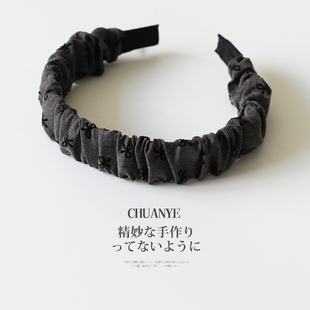 川野褶皱蝴蝶结发箍2026新款 高级感女发饰高颅顶发捆压发洗脸头饰