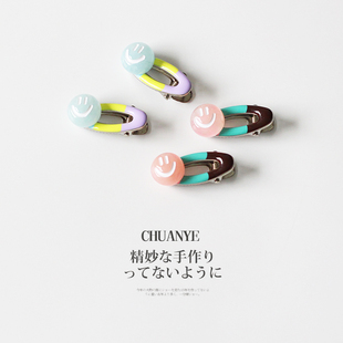 川野可爱笑脸椭圆形发夹简约百搭发饰少女精致高颜值侧边刘海夹子