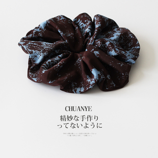 高级感发绳高弹力耐用头饰发饰 时尚 川野法式 晕染碎花大肠发圈新款