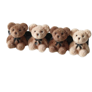 川野植绒小熊发夹侧边网红2025新款可爱植绒发卡气质夹子头饰女