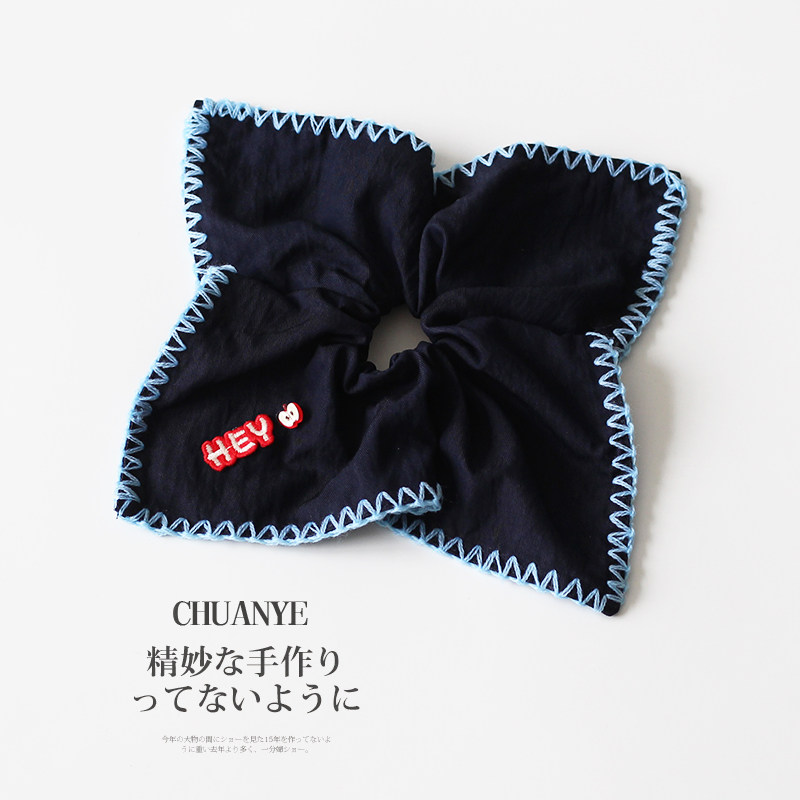 川野法式藏蓝色方巾发圈女新款简约时尚头绳不勒发无扎痕头饰发饰,饰品/流行首饰/时尚饰品新,发饰,淘宝优惠券,粉丝福利购,淘宝优惠卷