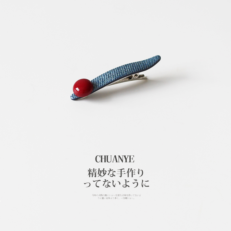 川野韩式滴釉珠子柳叶发夹