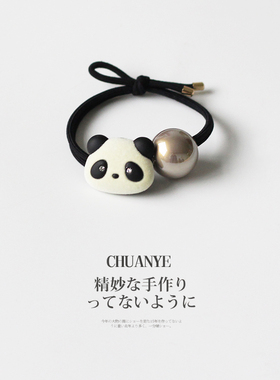 川野可爱熊猫发绳扎头发橡皮筋高弹力耐用发圈女2025新款高端头绳