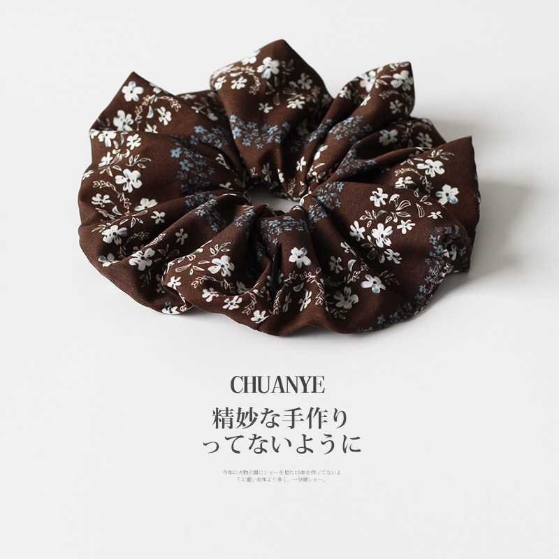 川野法式咖色碎花大肠发圈新款时尚精美头绳不勒发无扎痕头饰发饰,饰品/流行首饰/时尚饰品新,发饰,淘宝优惠券,粉丝福利购,淘宝优惠卷