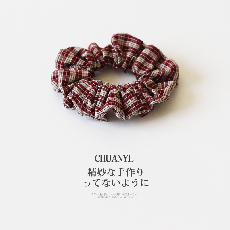 川野法式复古格纹小肠发圈