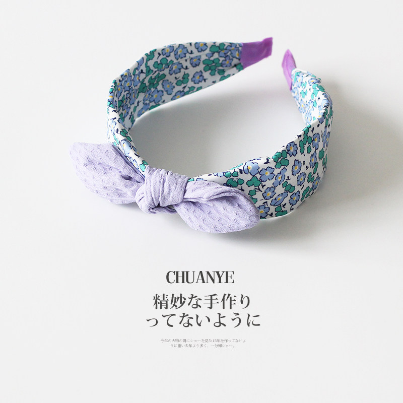 川野日系甜美蝴蝶结碎花发箍可爱布艺头箍女式发饰时尚百搭高颜值
