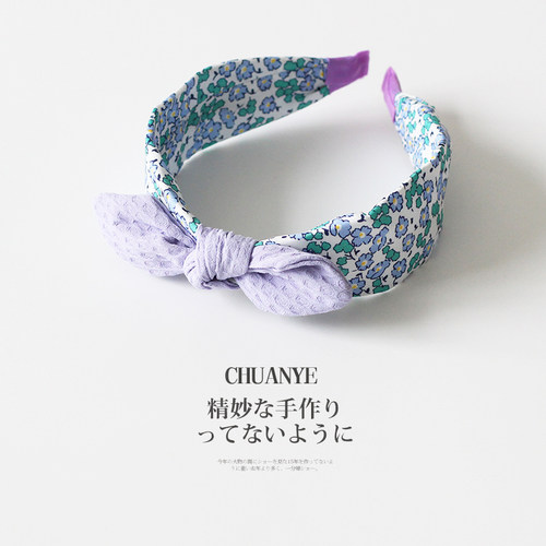 川野日系甜美蝴蝶结碎花发箍