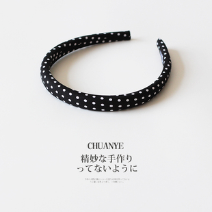 川野法式白色波点头箍新款简约百搭发箍女日常外戴高颅顶头饰发饰