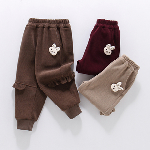 儿童加绒休闲裤 2025新款 女宝宝冬季 洋气束脚裤 女童裤 棉裤 子秋冬款