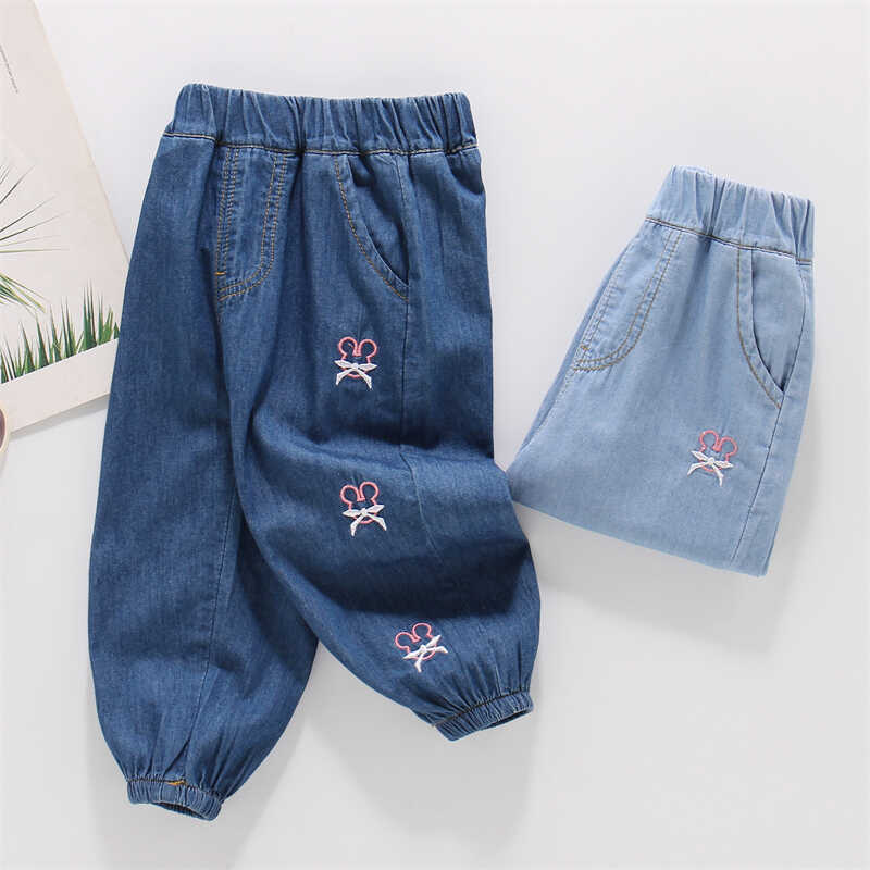 女童裤子夏季薄款天丝棉牛仔长裤