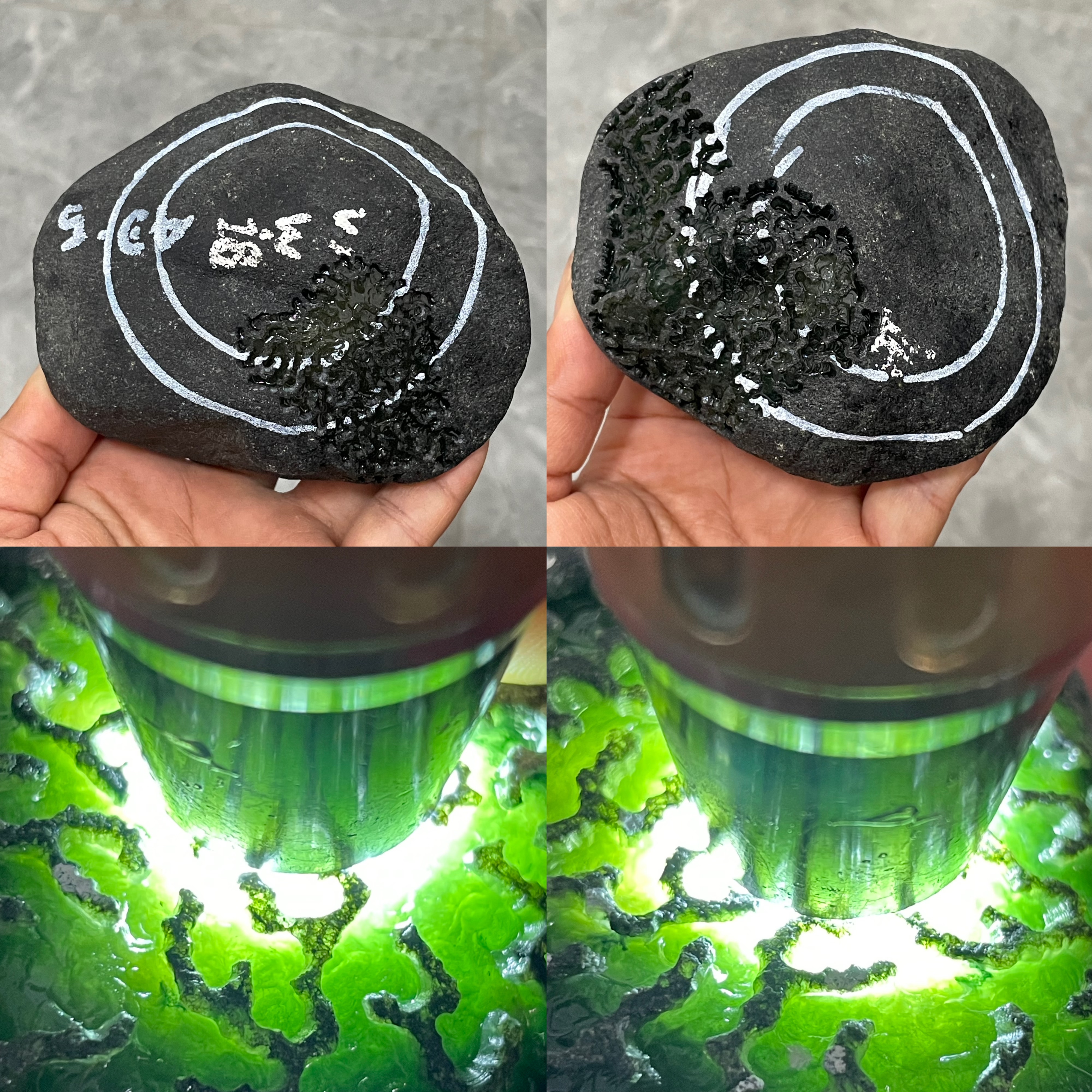 缅甸天然翡翠原石木那场口打灯透皮壳老油性好种老肉细
