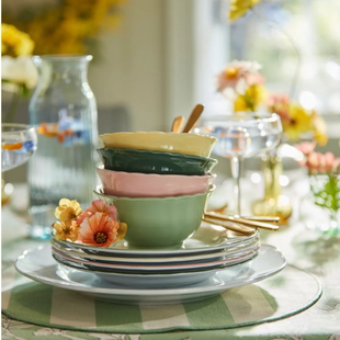 IKEA宜家乌普洛卡 碗餐盘彩色浅绿 粉红色/绿色 黄碗 长石瓷代购