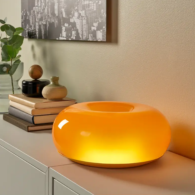 IKEA宜家  旺布利  LED台灯/壁灯 橙色 玻璃/圆形  装饰灯限量版