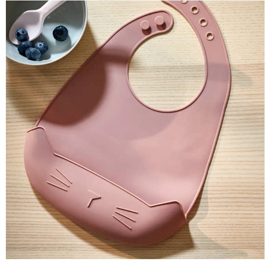 IKEA宜家 古威瓦围嘴浅粉色饭兜婴儿吃饭硅胶口水围兜超软代购