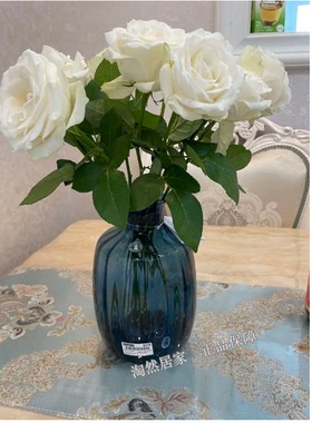 IKEA宜家代购 通赛塔 蓝色玻璃花瓶客厅水培鲜花新婚花盆摆件北欧