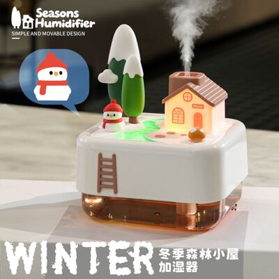 森林小屋加湿氛围夜灯2in1设计