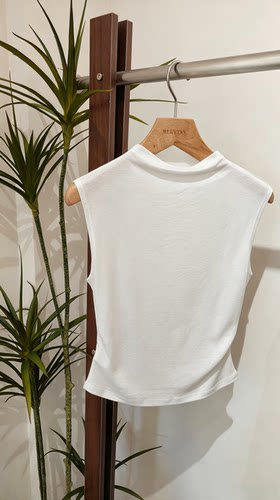 2026新款羊毛针织夏季轻薄透气修身显瘦小高领收腰打褶T恤超舒服