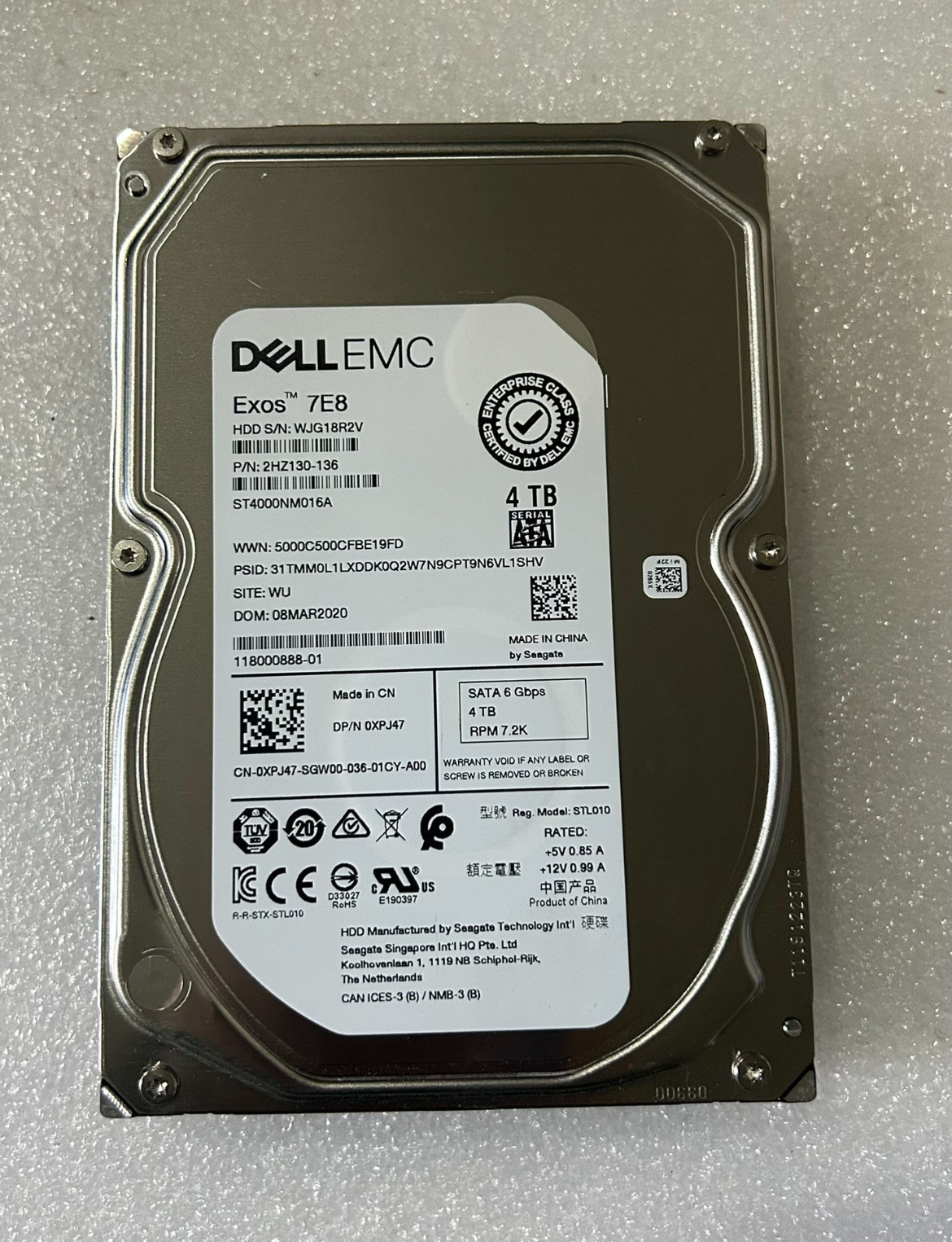 戴尔DELL 0XPJ47 4T SATA ST4000NM016A企业级服务器硬盘现货