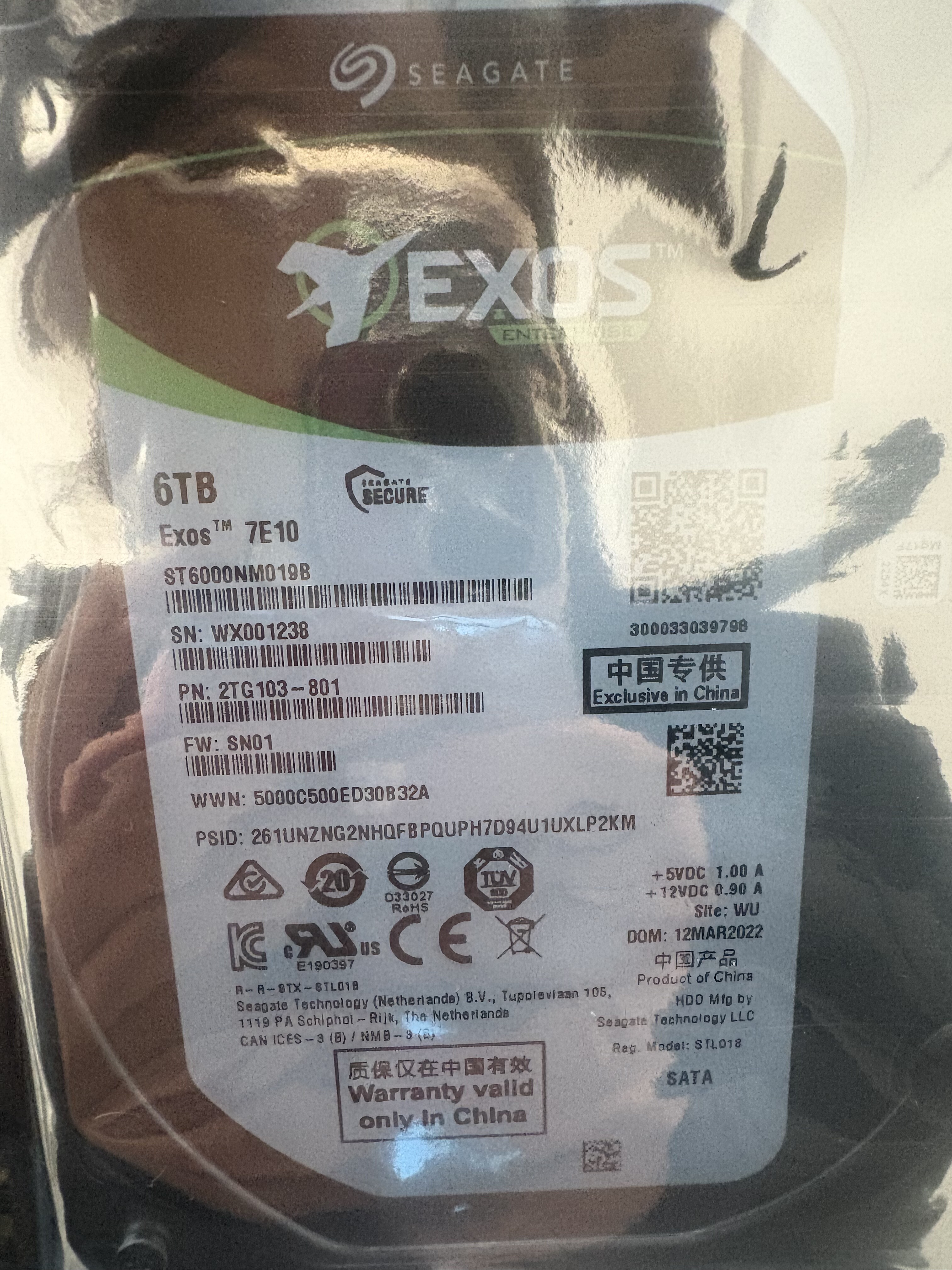 ST6000NM019B6T 7.2K 3.5寸SATA 6TB企业级硬盘监控存储稳定