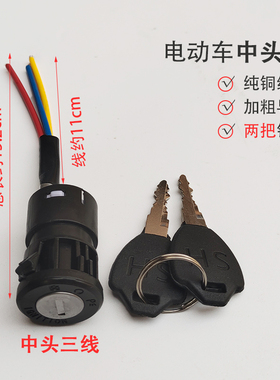 电动车电门锁 电源开关锁大头/中头小头锁AB锁金属锁芯电瓶车配件