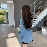 蓝色复古休闲牛仔衬衫外套女2025春季新款小个子宽松显瘦时尚上衣，女装短外套，浙宝179
