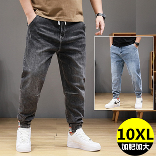 男士牛仔裤宽松弹力中高腰特大码加大加肥300斤裤子胖子简约长裤