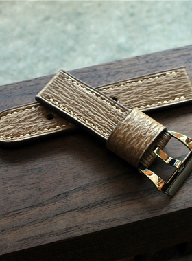 Retro Legend纯手工定制日本进口姜黄色鲨鱼皮表带