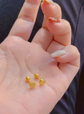 新款耳洞免摘耳环压面磨砂2025简约高级耳钉掉色睡觉螺丝小巧耳饰