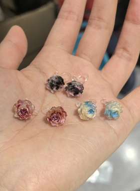 无耳洞树脂耳夹女免打孔学生简约无耳洞耳钉渐变花朵甜美耳饰品