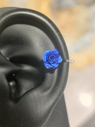 蓝色玫瑰花树脂耳夹小巧精致高级感气质耳时尚温柔百搭耳夹女甜美